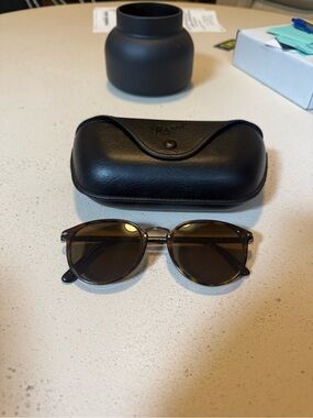 Persol Brown Tortoiseshell Round Sunglasses